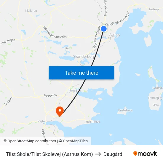 Tilst Skole/Tilst Skolevej (Aarhus Kom) to Daugård map