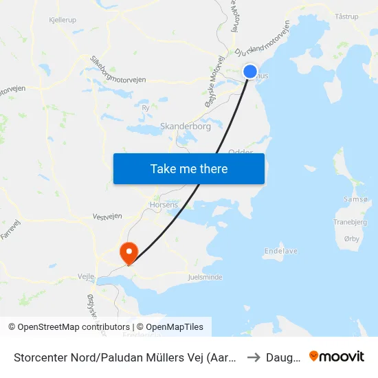 Storcenter Nord/Paludan Müllers Vej (Aarhus Kom) to Daugård map