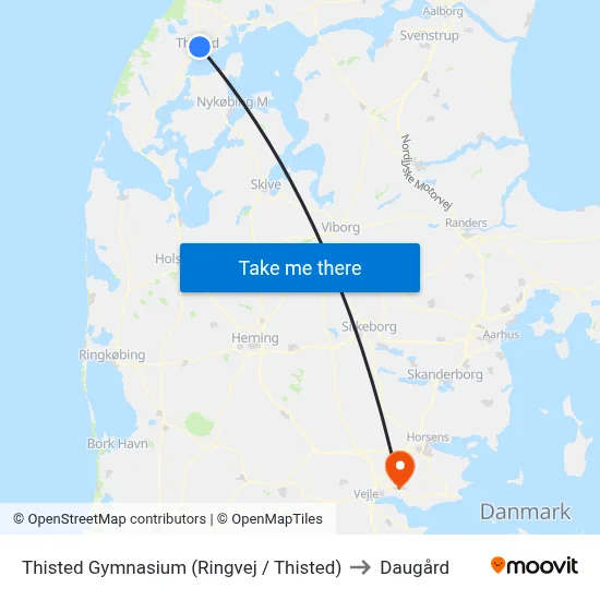 Thisted Gymnasium (Ringvej / Thisted) to Daugård map