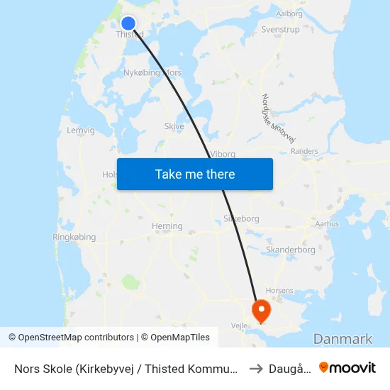 Nors Skole (Kirkebyvej / Thisted Kommune) to Daugård map