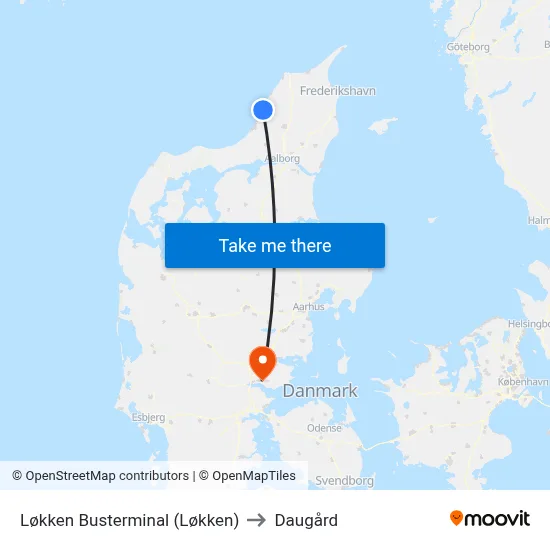 Løkken Busterminal (Løkken) to Daugård map