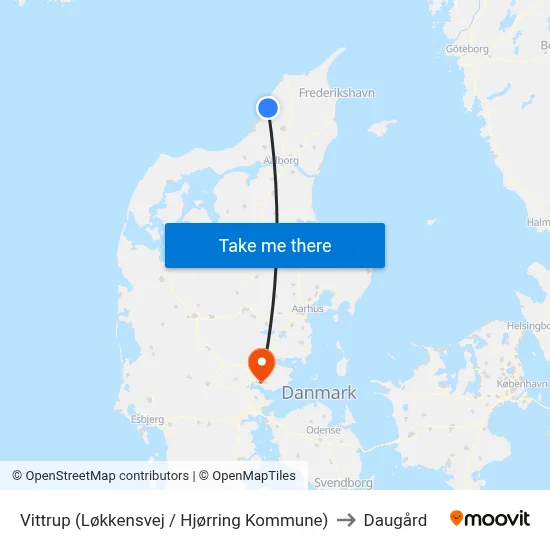 Vittrup (Løkkensvej / Hjørring Kommune) to Daugård map