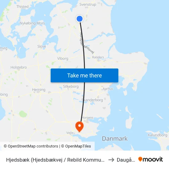 Hjedsbæk (Hjedsbækvej / Rebild Kommune) to Daugård map