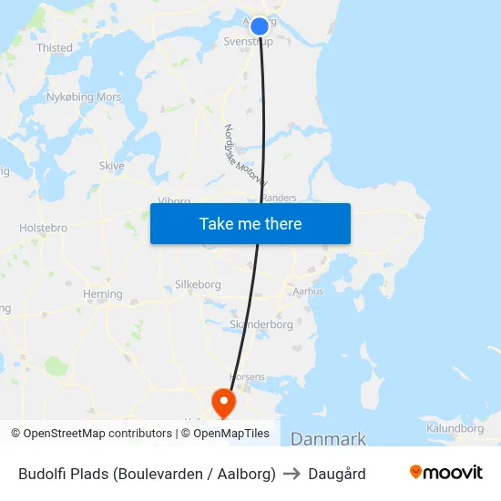 Budolfi Plads (Boulevarden / Aalborg) to Daugård map
