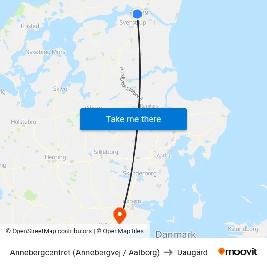 Annebergcentret (Annebergvej / Aalborg) to Daugård map