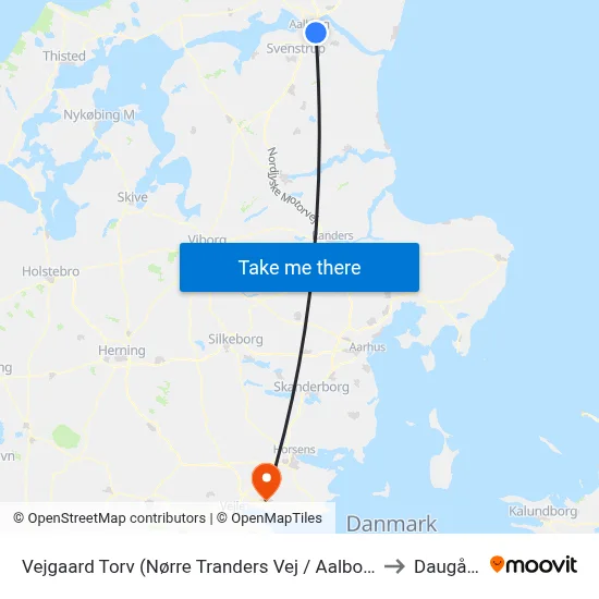 Vejgaard Torv (Nørre Tranders Vej / Aalborg) to Daugård map
