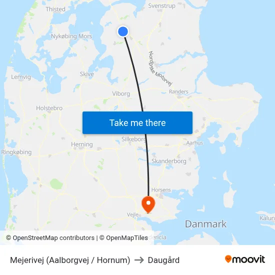 Mejerivej  (Aalborgvej / Hornum) to Daugård map