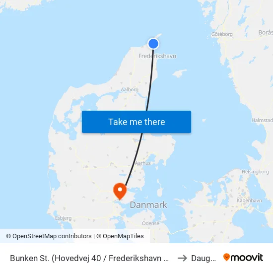 Bunken St. (Hovedvej 40 / Frederikshavn Komm.) to Daugård map