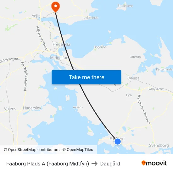 Faaborg Plads A (Faaborg Midtfyn) to Daugård map