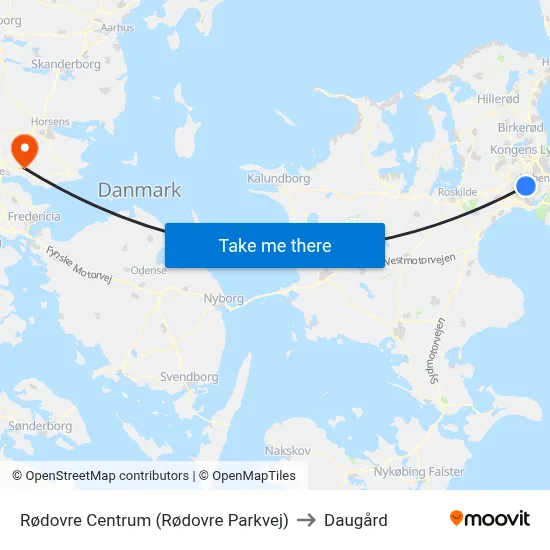 Rødovre Centrum (Rødovre Parkvej) to Daugård map