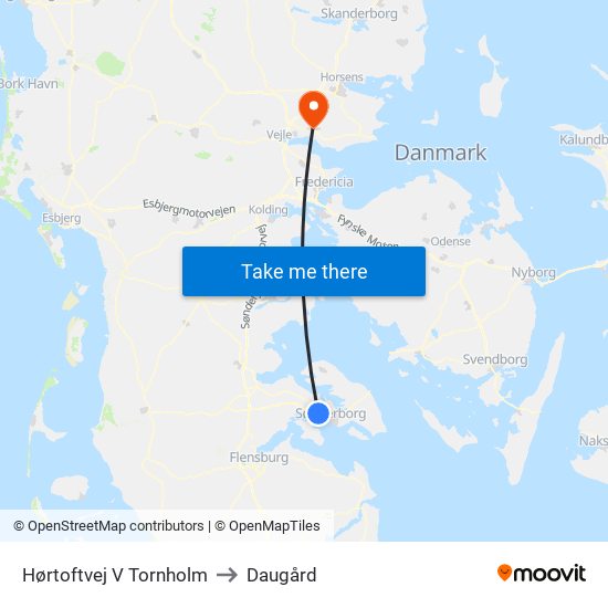 Hørtoftvej V Tornholm to Daugård map