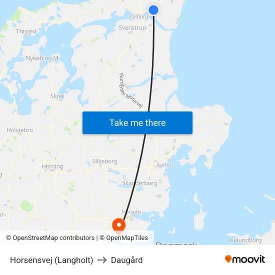 Horsensvej (Langholt) to Daugård map