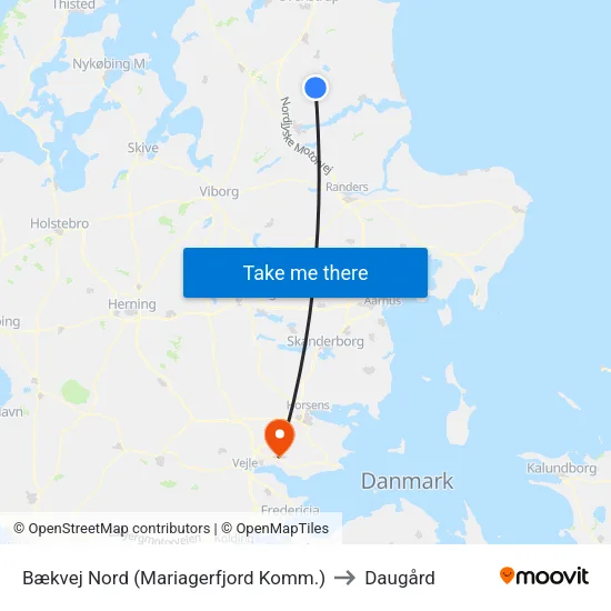 Bækvej Nord (Mariagerfjord Komm.) to Daugård map