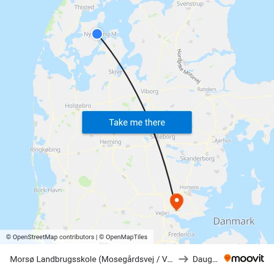 Morsø Landbrugsskole (Mosegårdsvej / Vodstrup) to Daugård map
