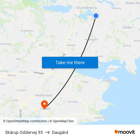 Skårup Oddervej 95 to Daugård map