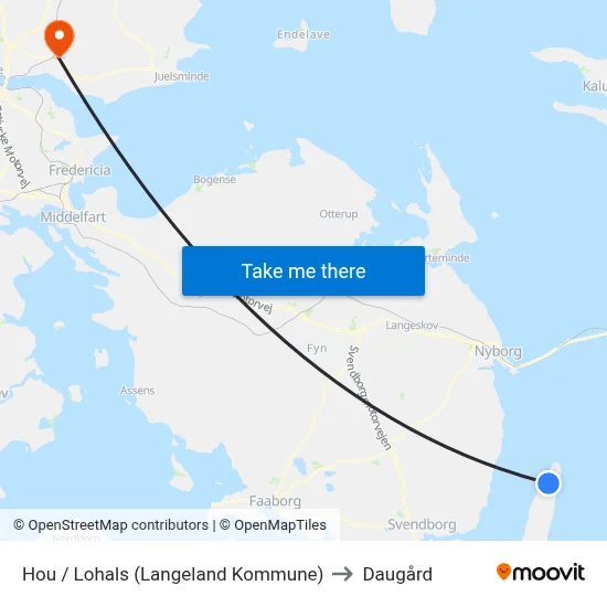 Hou / Lohals (Langeland Kommune) to Daugård map