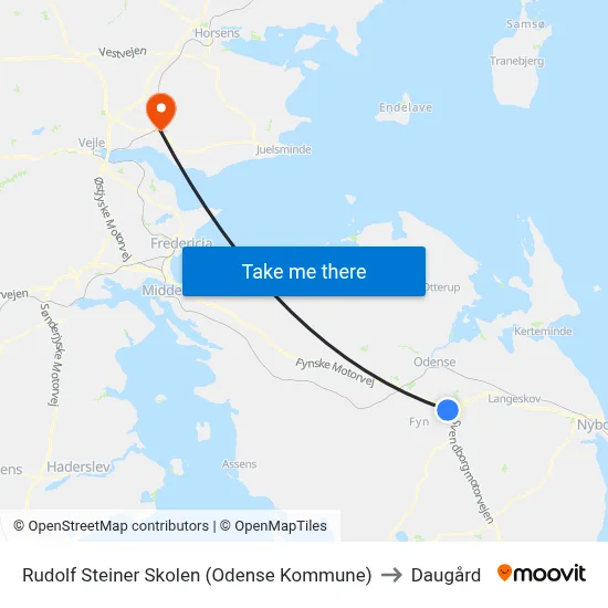 Rudolf Steiner Skolen (Odense Kommune) to Daugård map