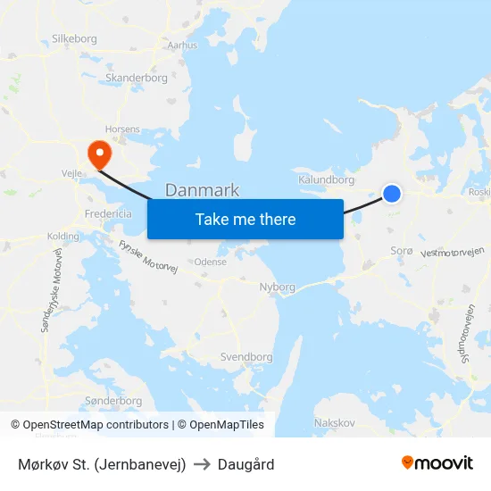 Mørkøv St. (Jernbanevej) to Daugård map