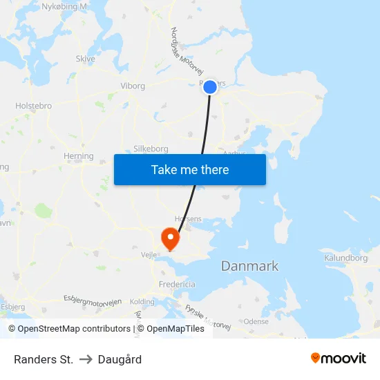 Randers St. to Daugård map