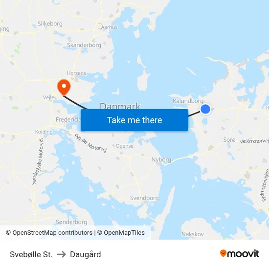 Svebølle St. to Daugård map