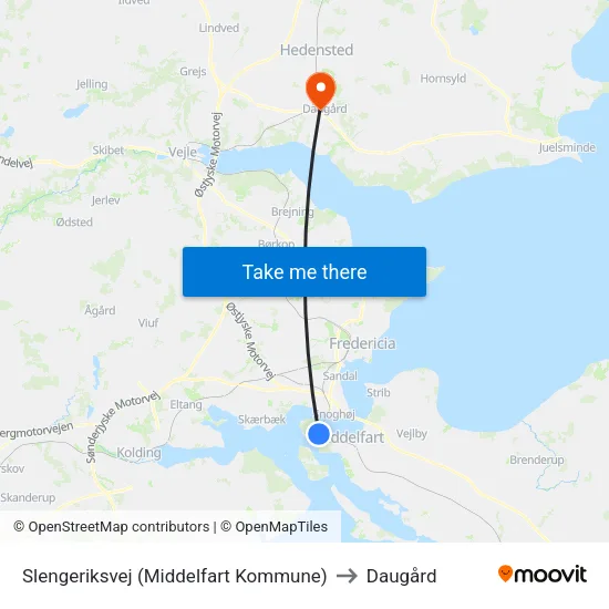 Slengeriksvej (Middelfart Kommune) to Daugård map