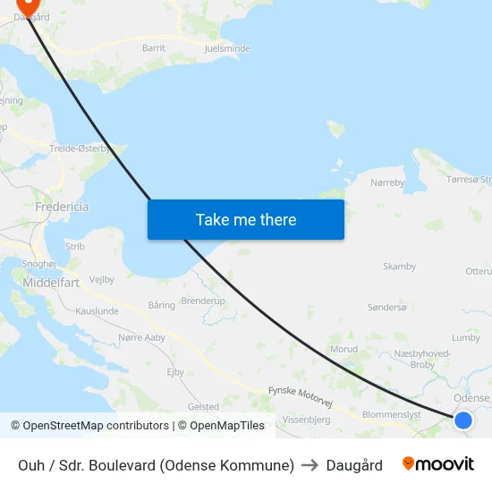 Ouh / Sdr. Boulevard (Odense Kommune) to Daugård map