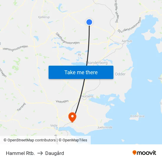 Hammel Rtb. to Daugård map