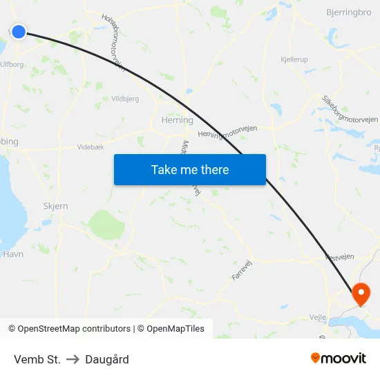 Vemb St. to Daugård map