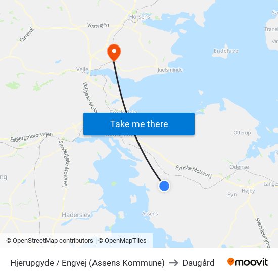 Hjerupgyde / Engvej (Assens Kommune) to Daugård map
