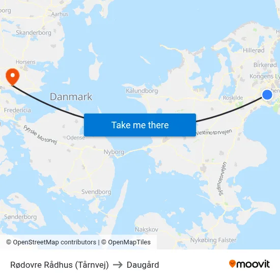 Rødovre Rådhus (Tårnvej) to Daugård map