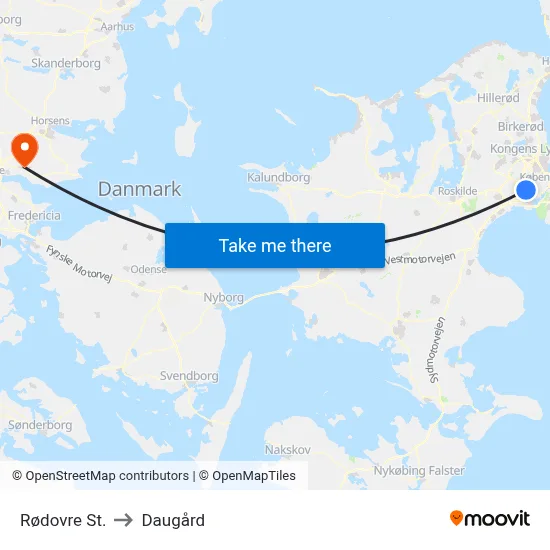 Rødovre St. to Daugård map