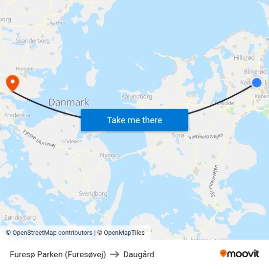 Furesø Parken (Furesøvej) to Daugård map