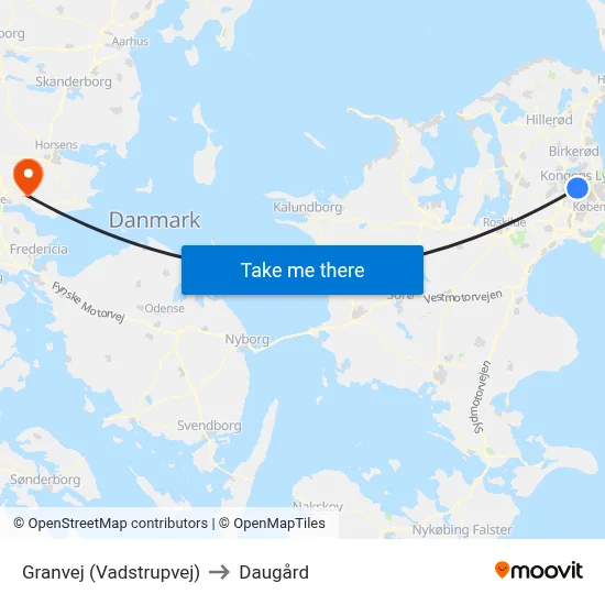 Granvej (Vadstrupvej) to Daugård map