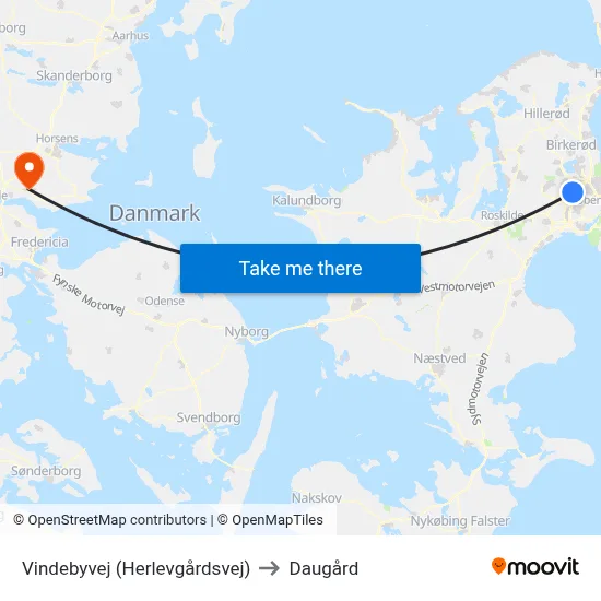 Vindebyvej (Herlevgårdsvej) to Daugård map