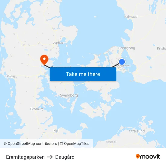 Eremitageparken to Daugård map