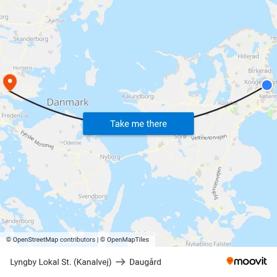 Lyngby Lokal St. (Kanalvej) to Daugård map