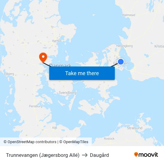 Trunnevangen (Jægersborg Allé) to Daugård map