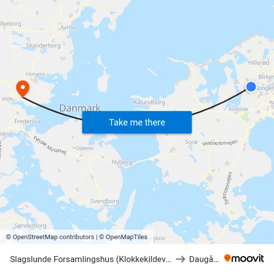 Slagslunde Forsamlingshus (Klokkekildevej) to Daugård map