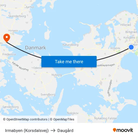 Irmabyen (Korsdalsvej) to Daugård map