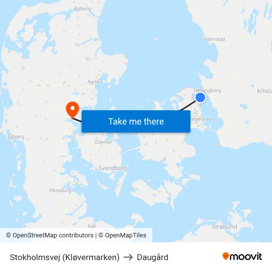 Stokholmsvej (Kløvermarken) to Daugård map