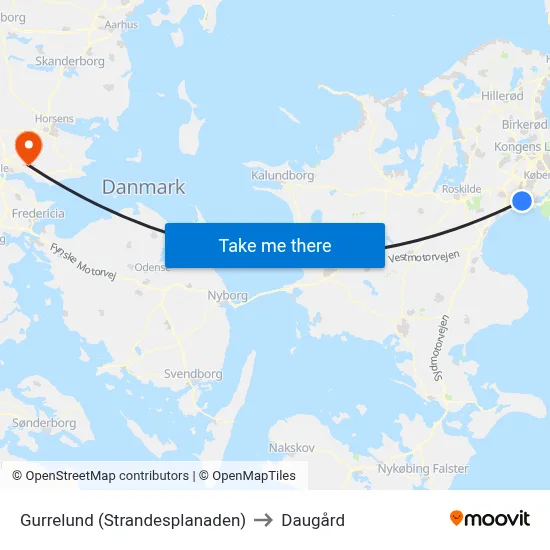 Gurrelund (Strandesplanaden) to Daugård map