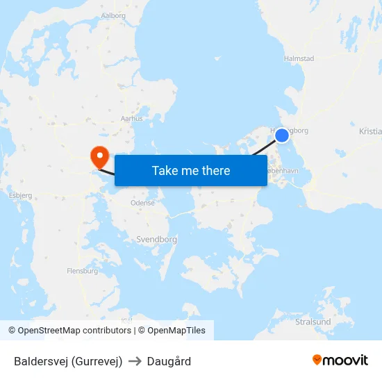 Baldersvej (Gurrevej) to Daugård map