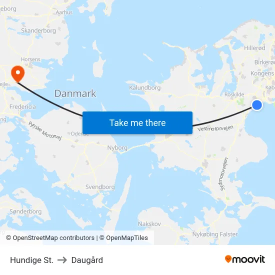 Hundige St. to Daugård map