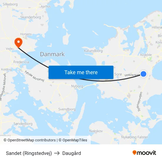 Sandet (Ringstedvej) to Daugård map