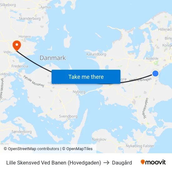 Lille Skensved Ved Banen (Hovedgaden) to Daugård map