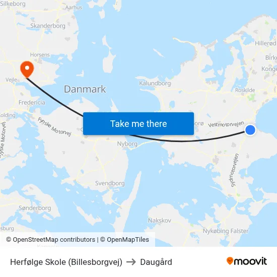 Herfølge Skole (Billesborgvej) to Daugård map