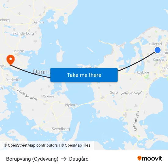 Borupvang (Gydevang) to Daugård map