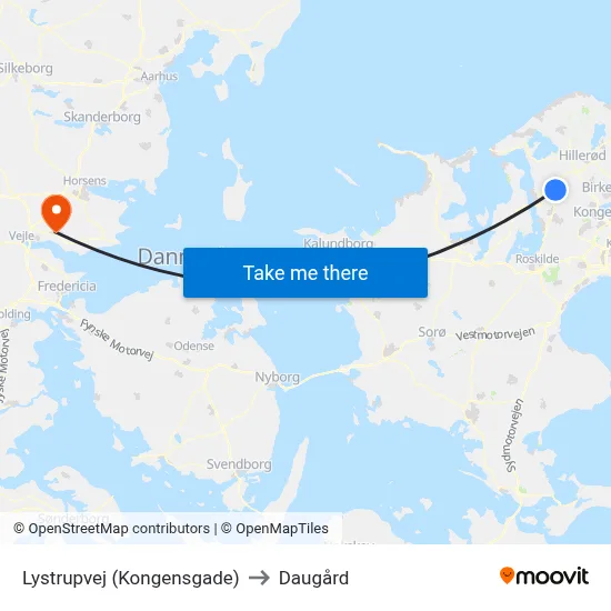 Lystrupvej (Kongensgade) to Daugård map