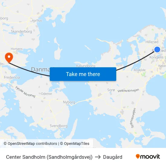 Center Sandholm (Sandholmgårdsvej) to Daugård map