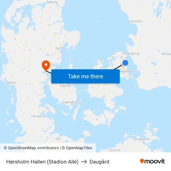 Hørsholm Hallen (Stadion Allé) to Daugård map